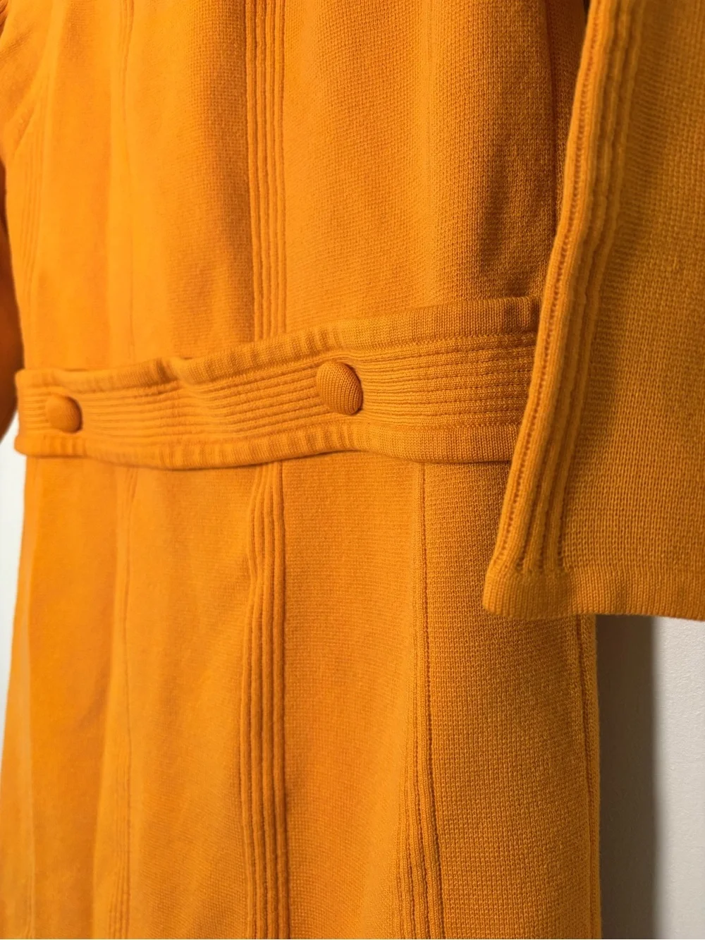 Vintage 2-Piece Knit Dress & Long Jacket Set | Burnt Orange | Approx. Sz 10